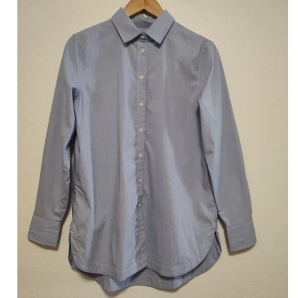 Banana Republic Tops - Banana Republic Parker Blue White Micro Check Long Sleeve Tunic Shirt Small